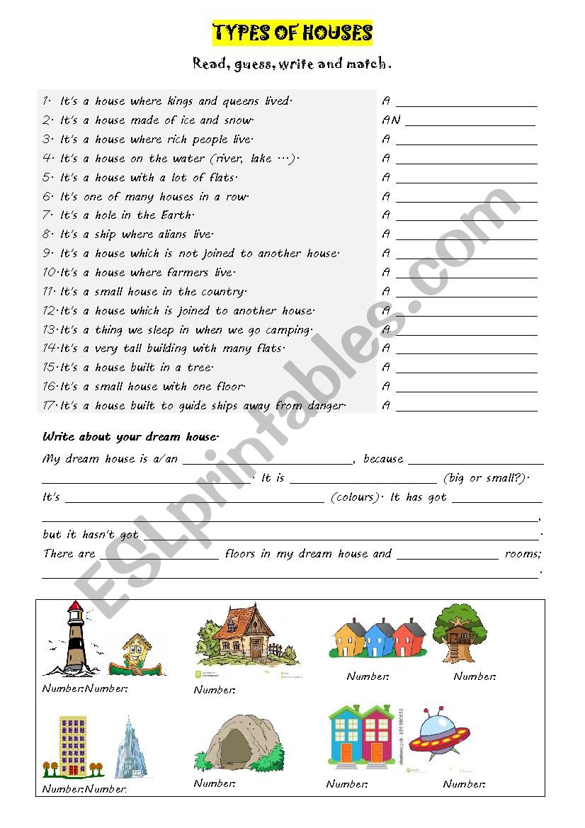 Types of houses worksheet