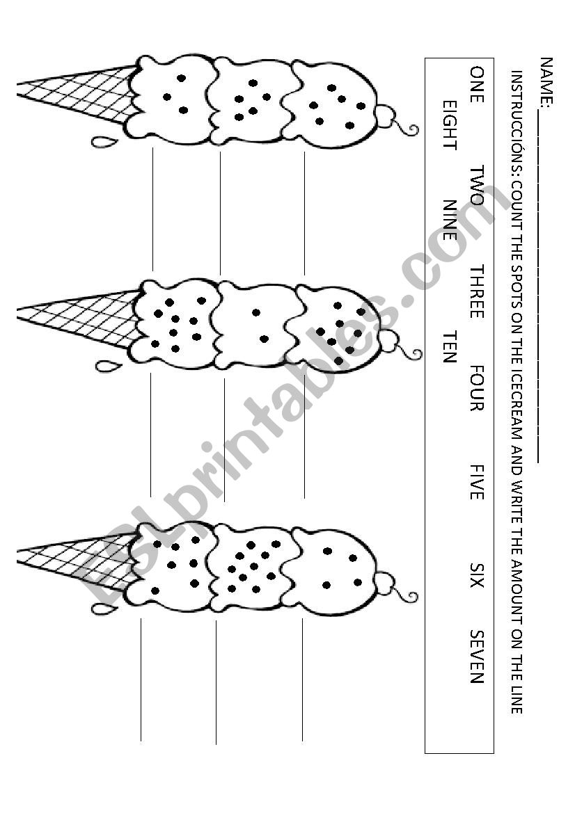 numbers worksheet