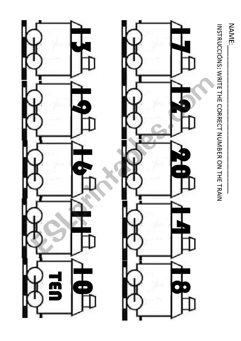 numbers worksheet