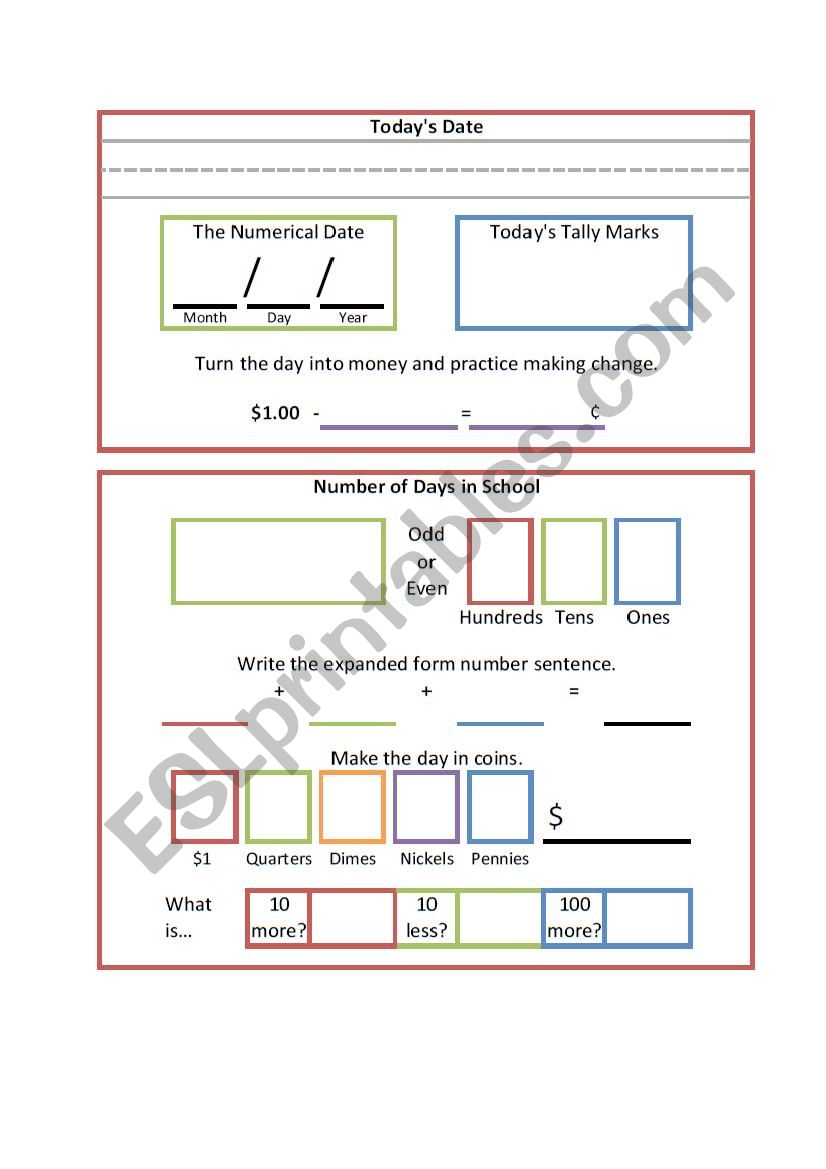 Math Daily Practice worksheet