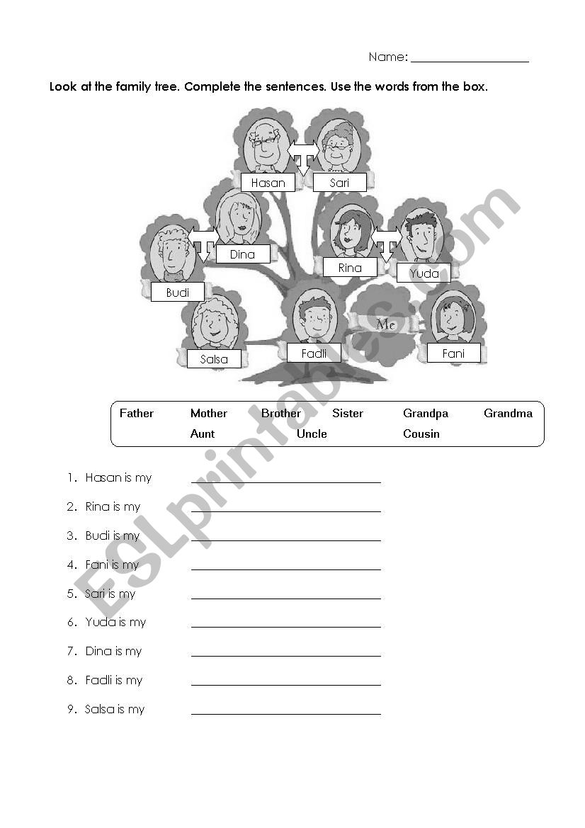 Extended Family worksheet