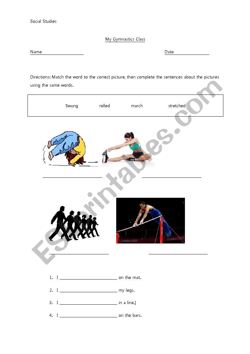 My Gymnastics Class worksheet