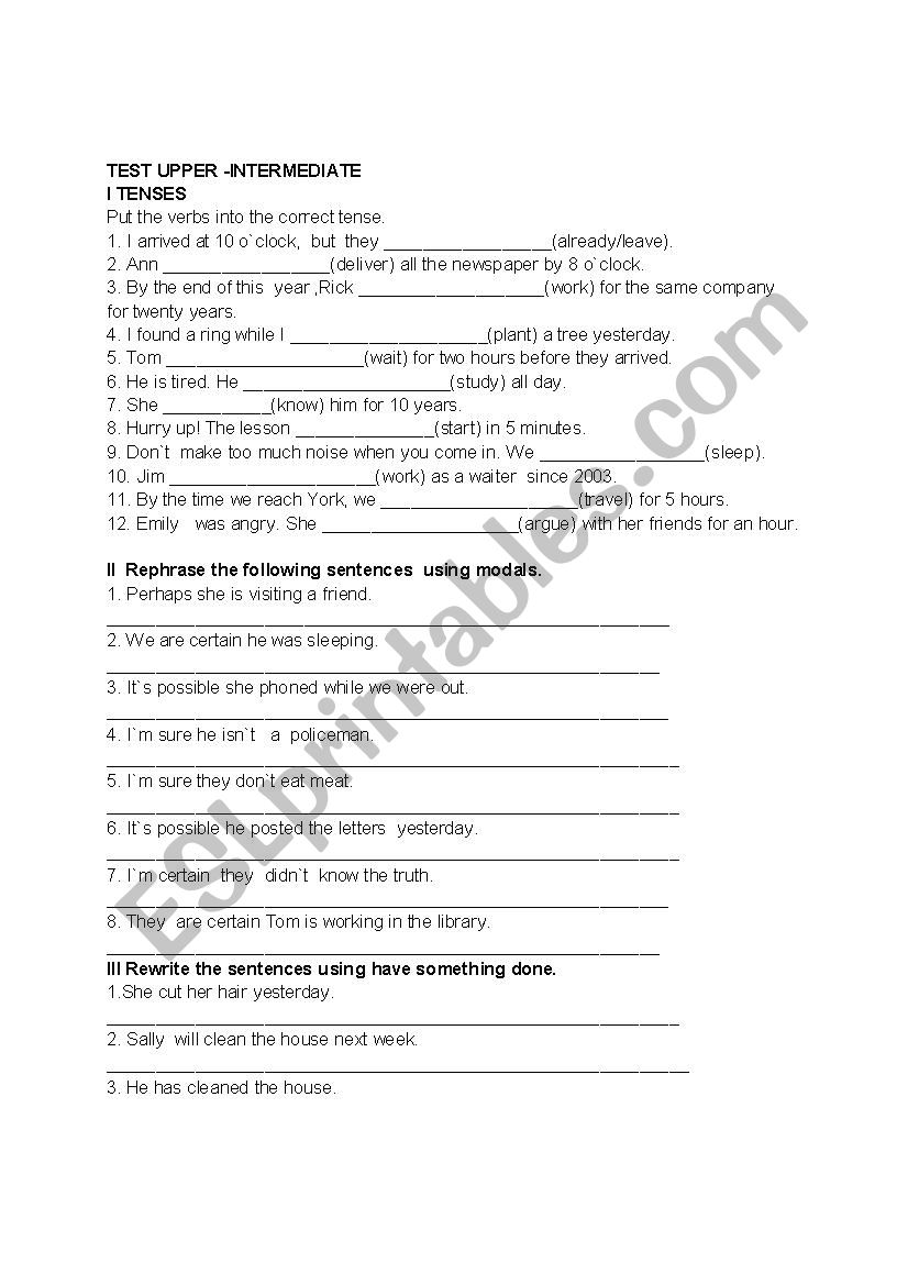 TEST   worksheet