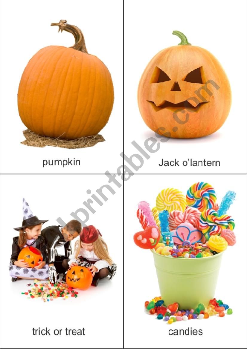 Halloween flash cards worksheet