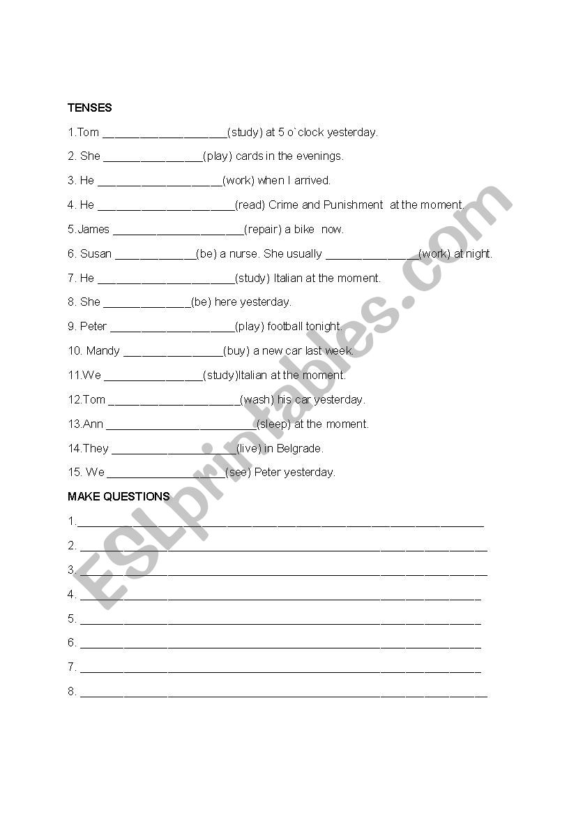  TENSES worksheet