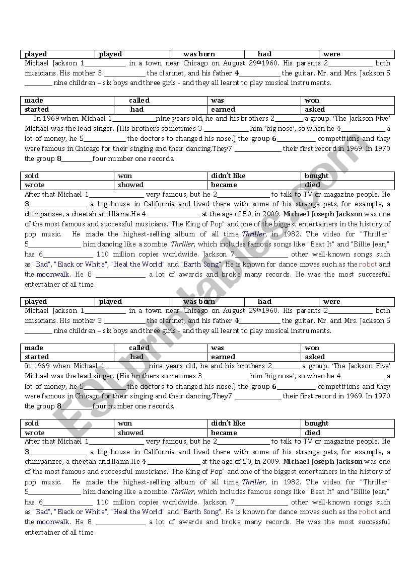 Biography of a famous person worksheet