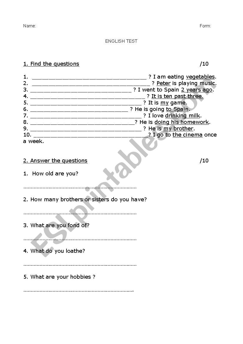 Interrogative pronouns worksheet