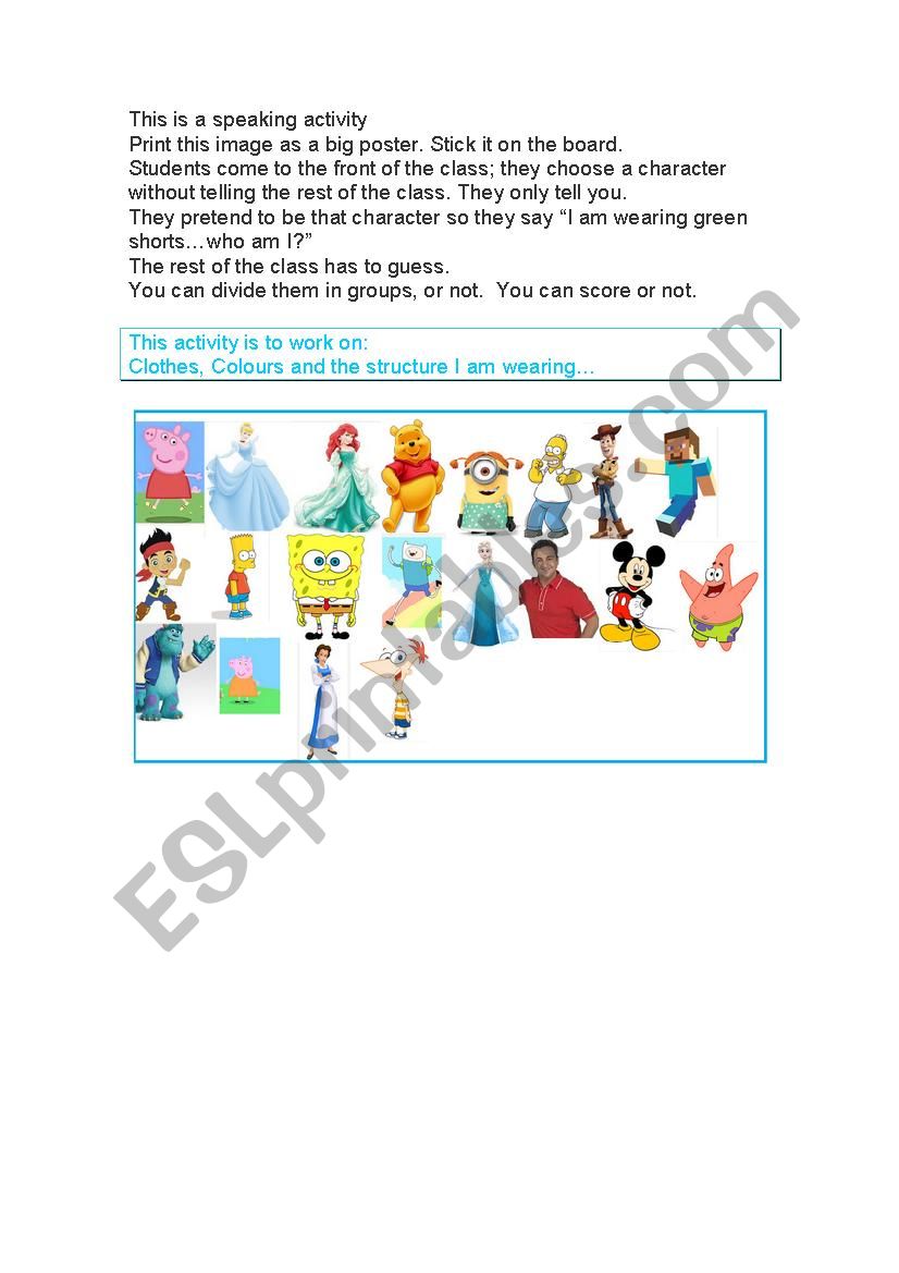 Speaking Activity worksheet