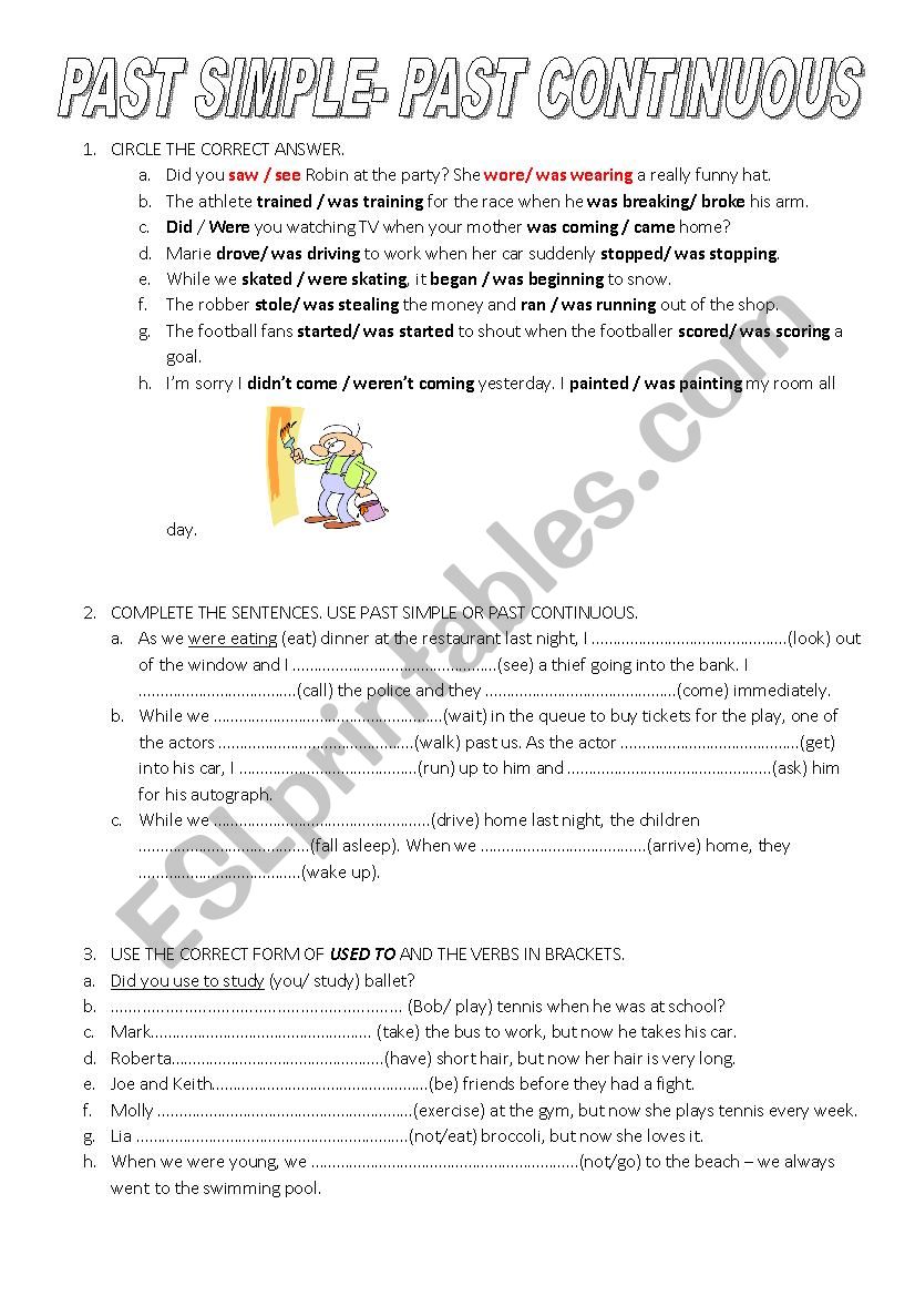 past simple- past continuous worksheet