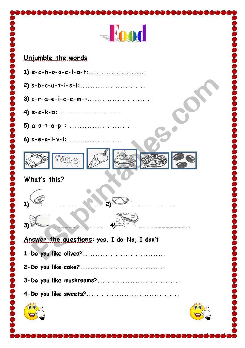 Food worksheet