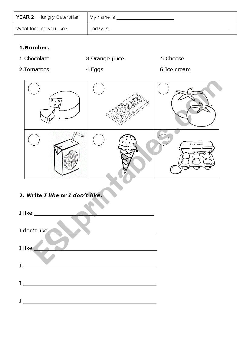 Likes and dislikes worksheet