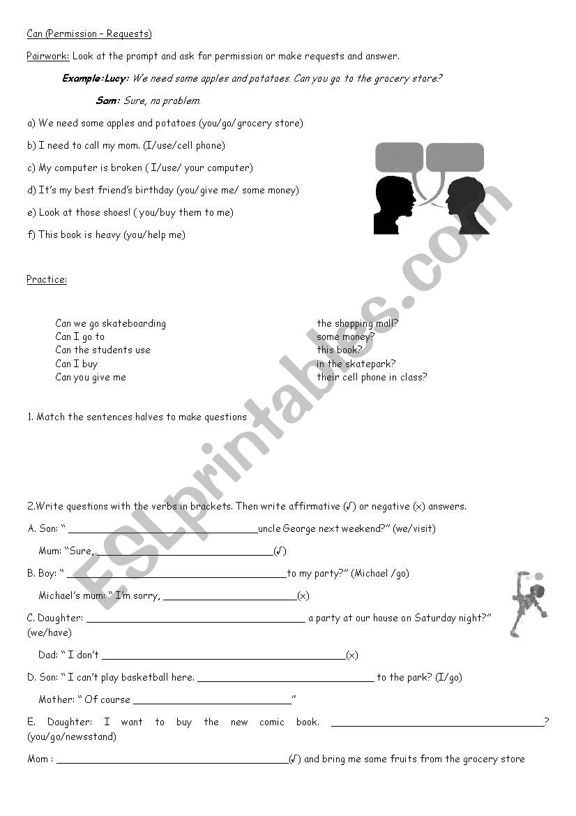 Can (Permission and requests) worksheet