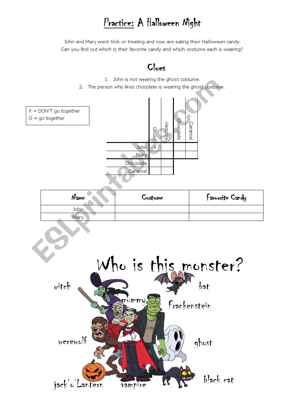 Halloween Logic Game worksheet