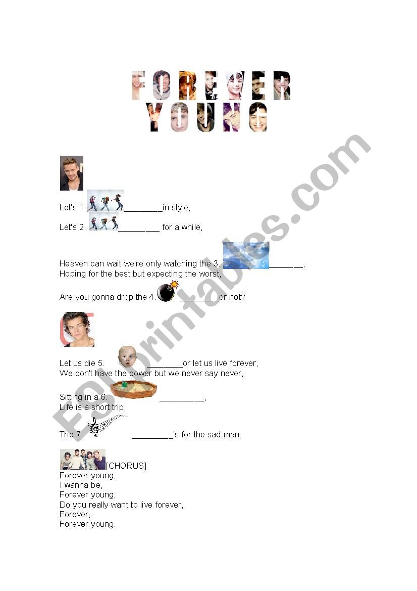 Forever Young. One Direction worksheet