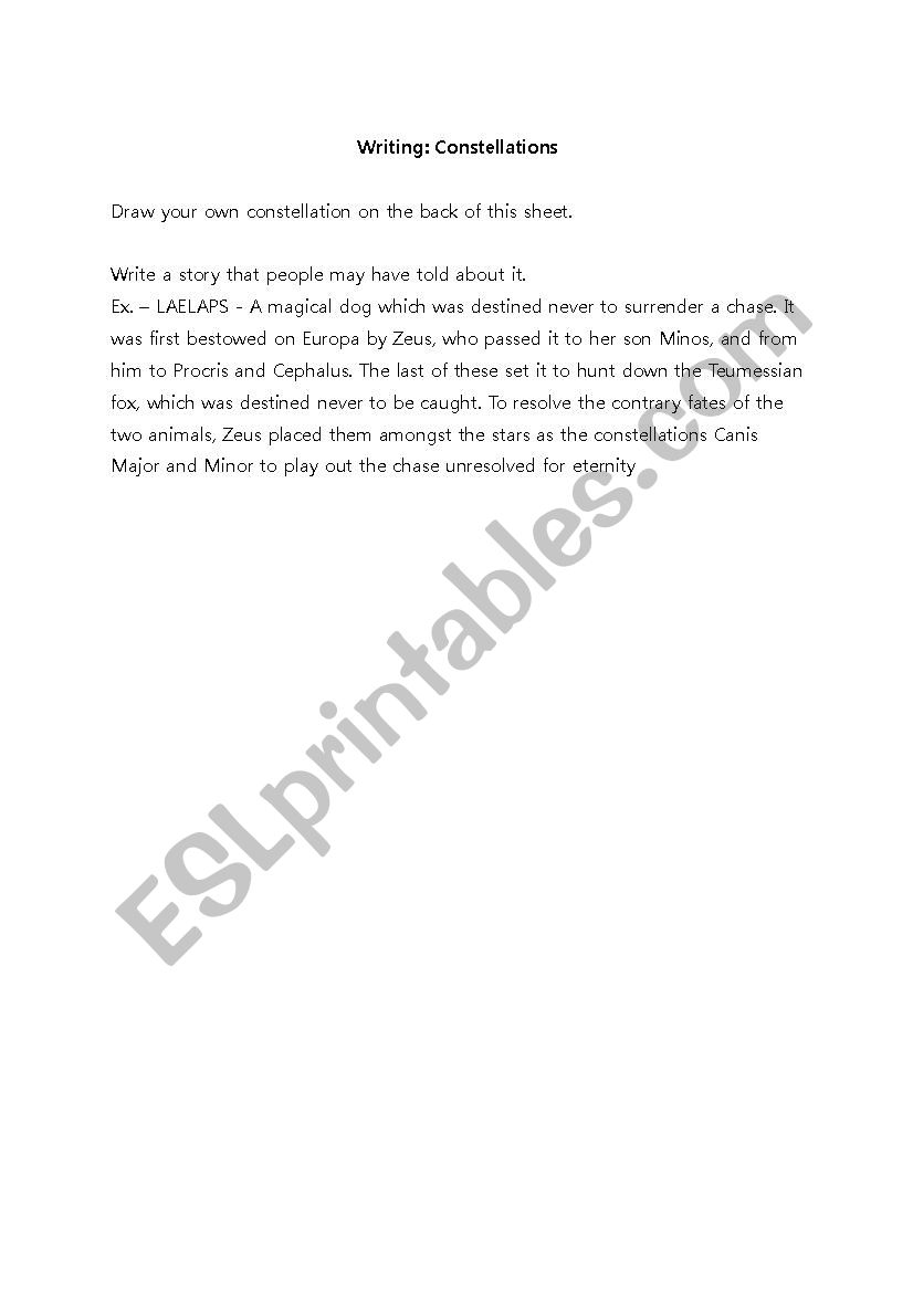 Constellations  worksheet