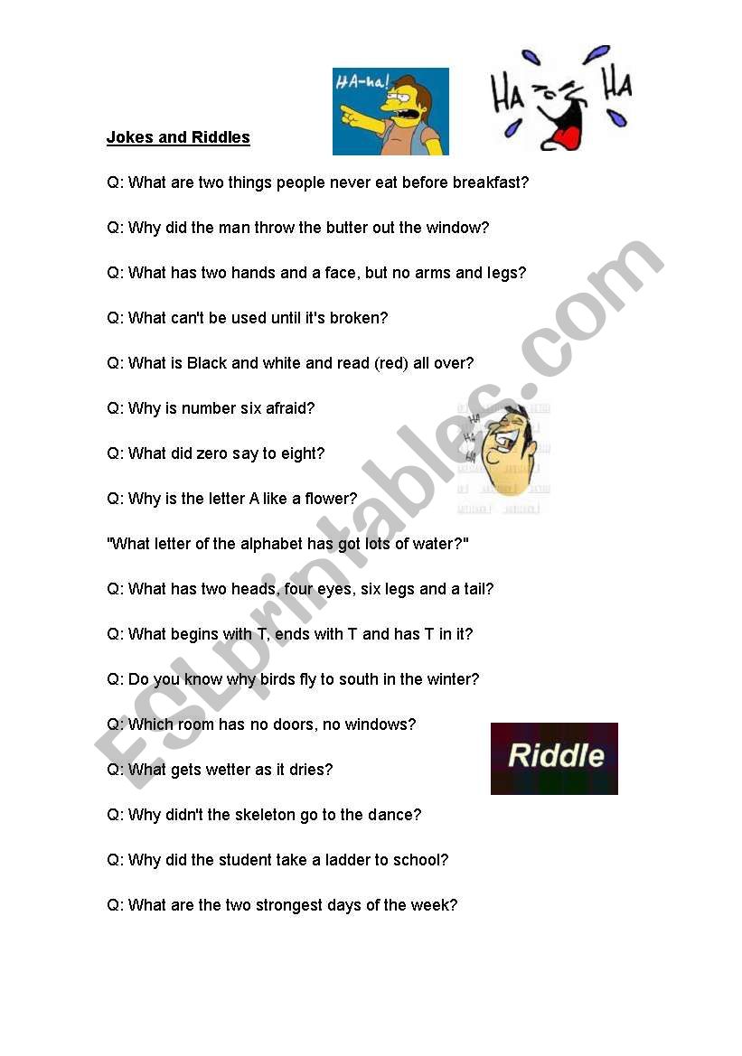 Jokes and Riddles worksheet