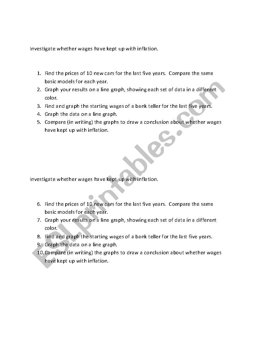 Wages and Inflation worksheet