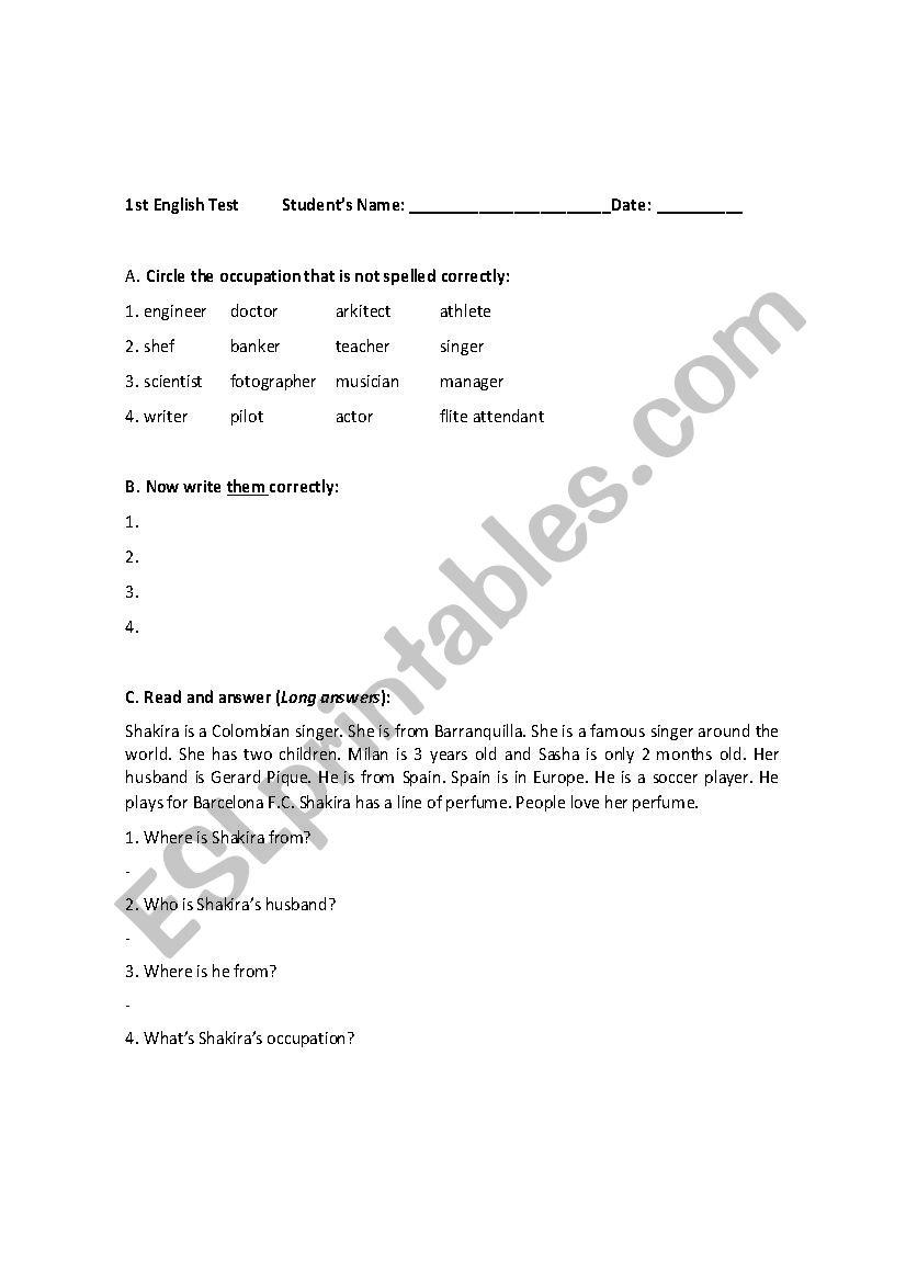 Basic Exam worksheet