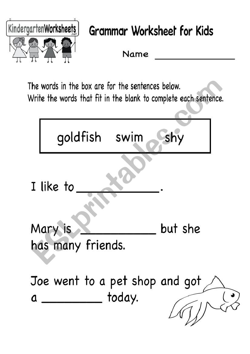 Grammar Worksheet For Kids - Esl Worksheet By Onity01