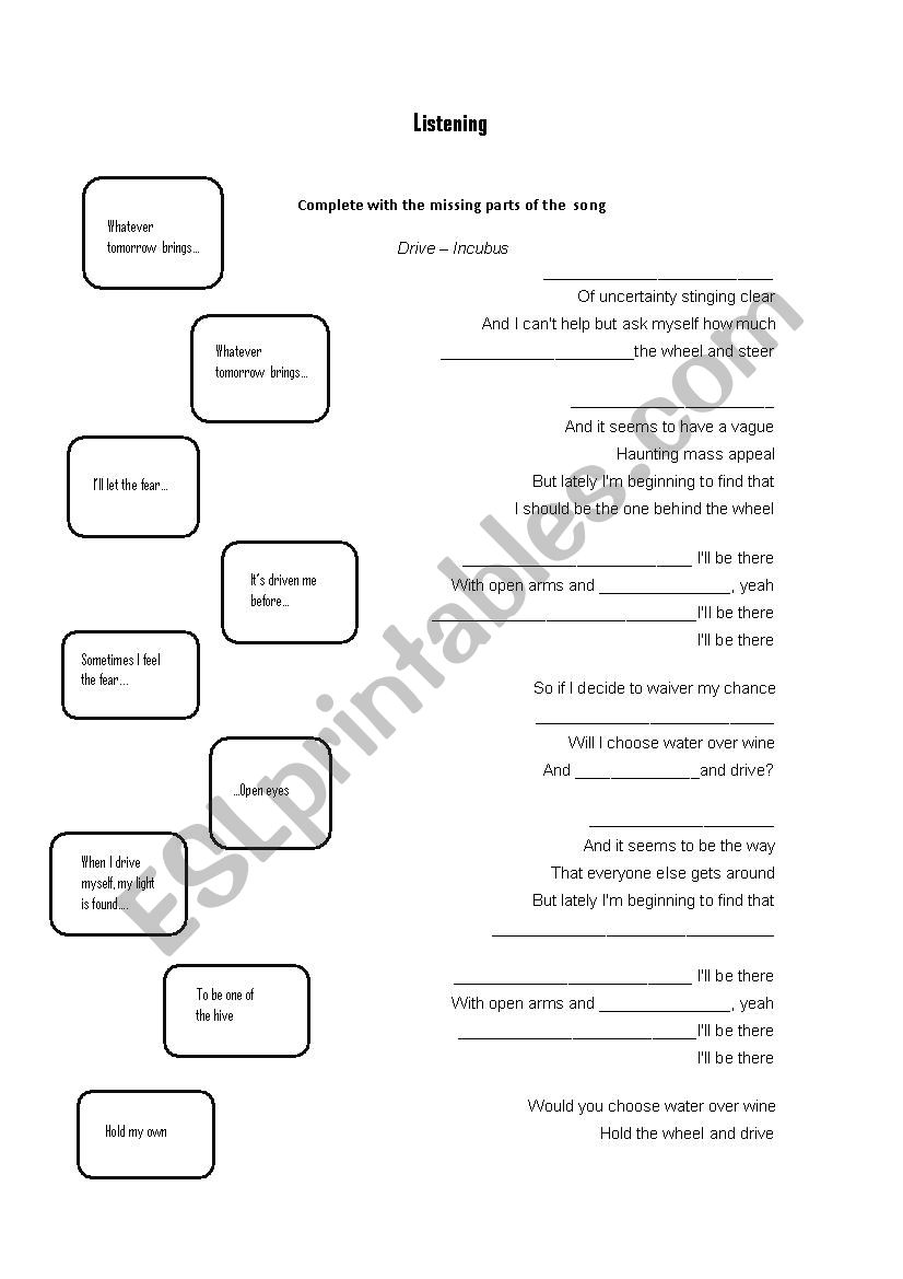 Drive/Spanish Guitar worksheet