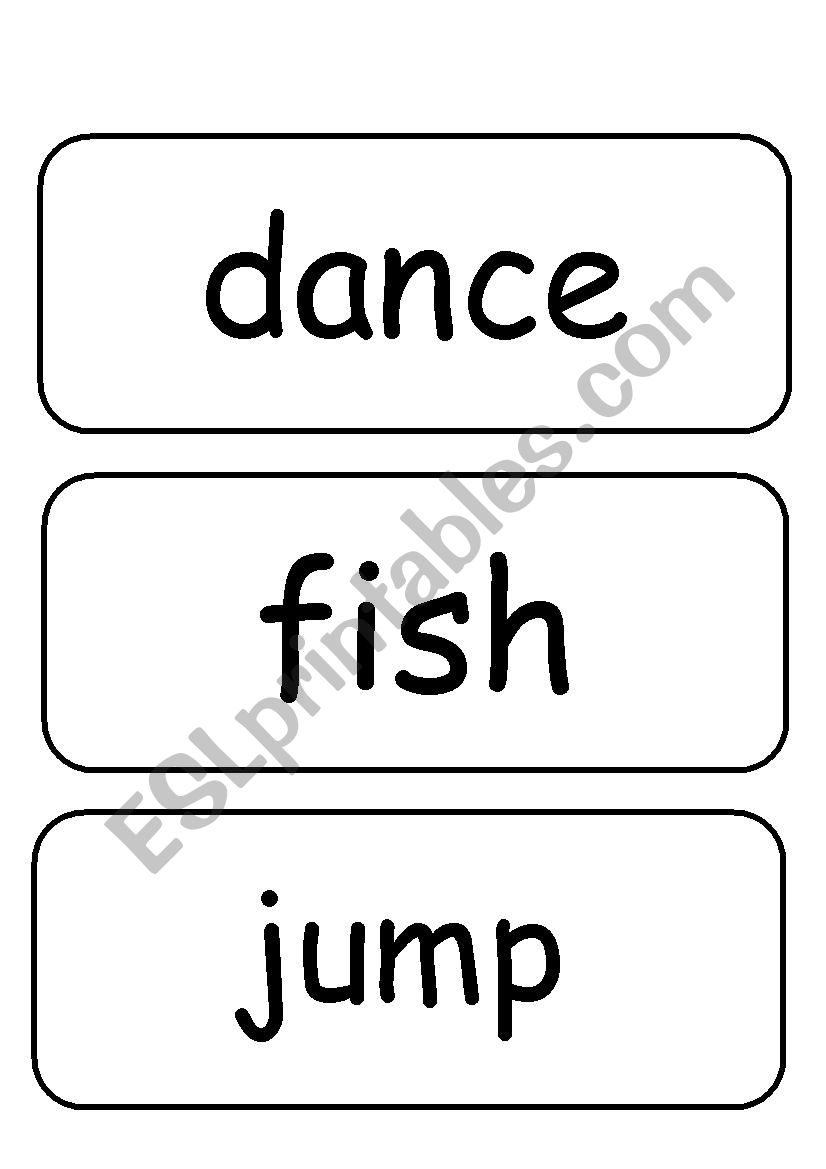 actions flash cards worksheet