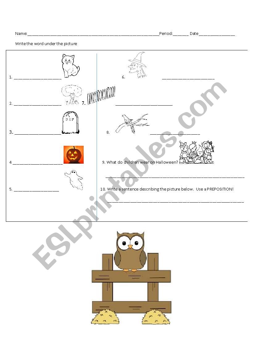 Halloween worksheet