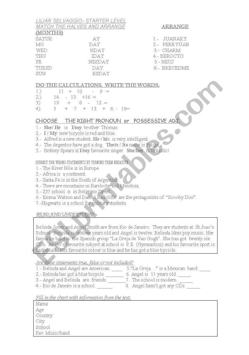 WORKSHEET L1 worksheet