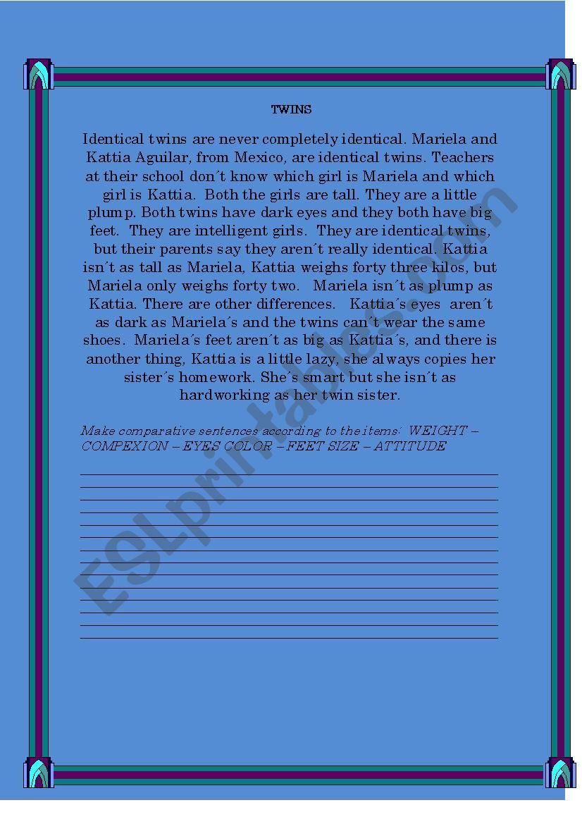 twins worksheet