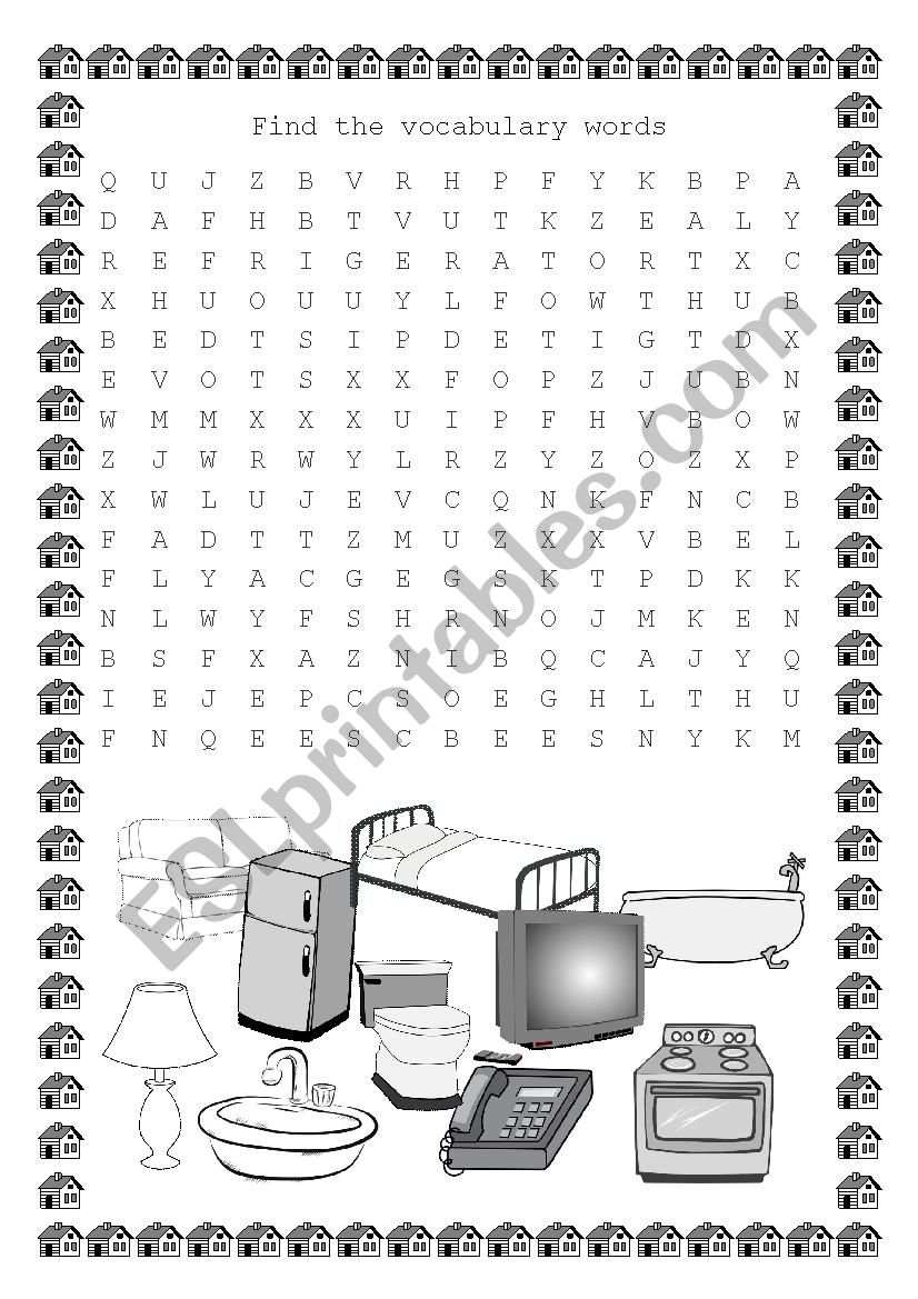 Furniture Word Search worksheet