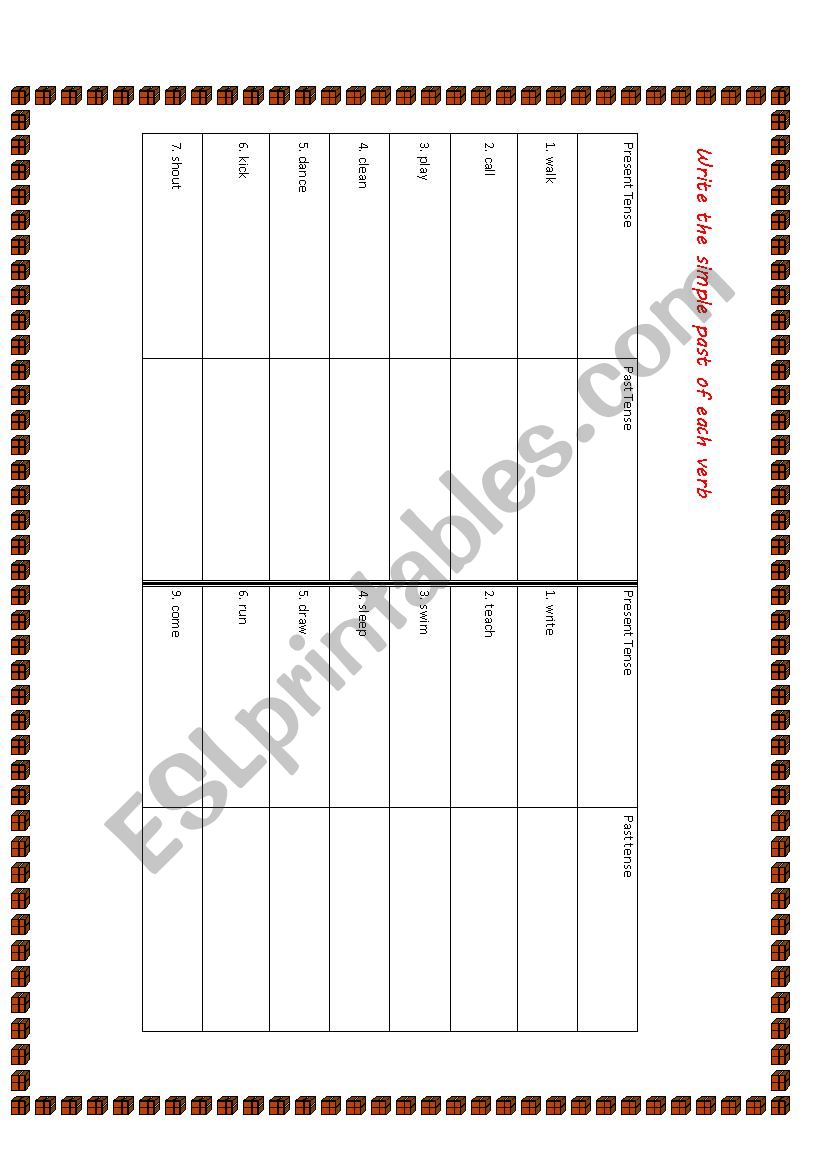 Past tense worksheet