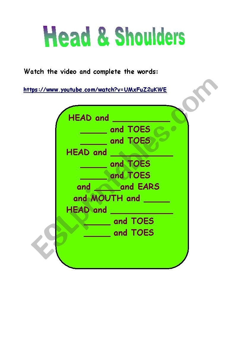 HEAD & SHOULDERS worksheet