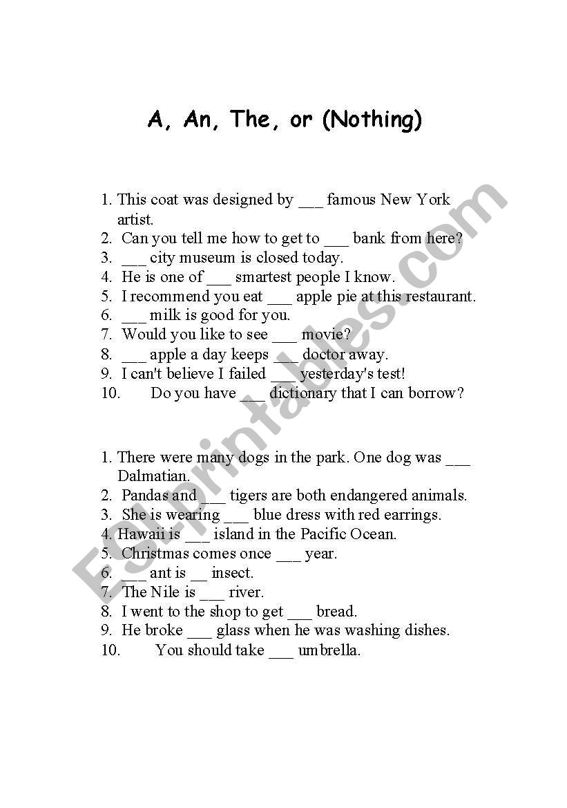 A An The worksheet