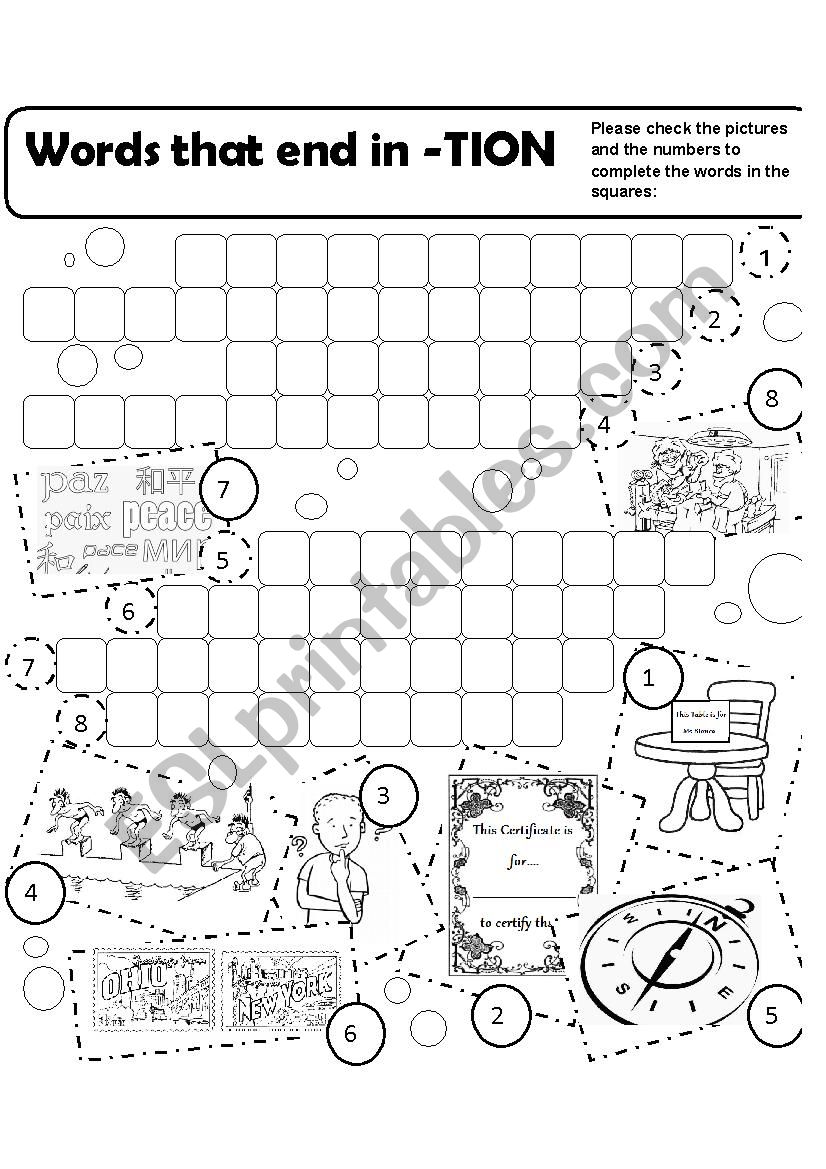 Words that end in -TION worksheet