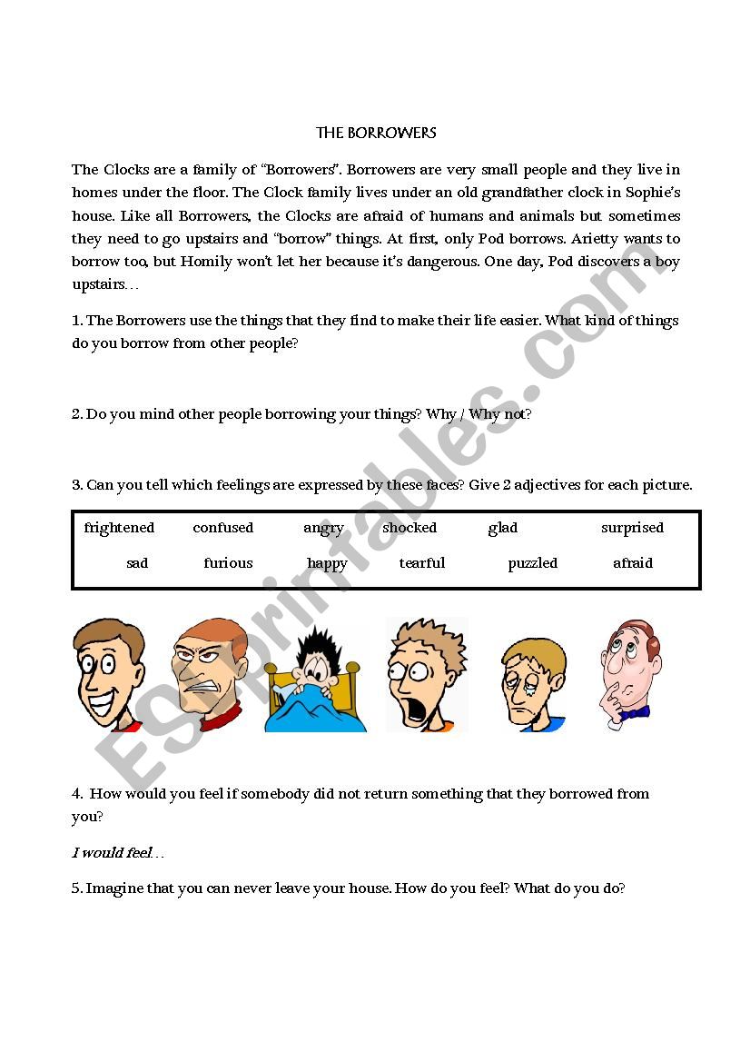 THE BORROWERS BOOK ACTIVITIES worksheet