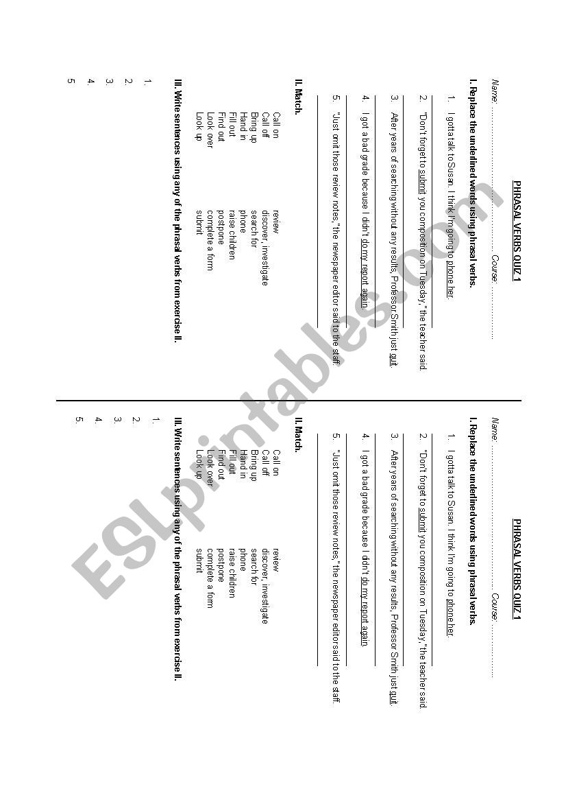 phrasal verbs worksheet