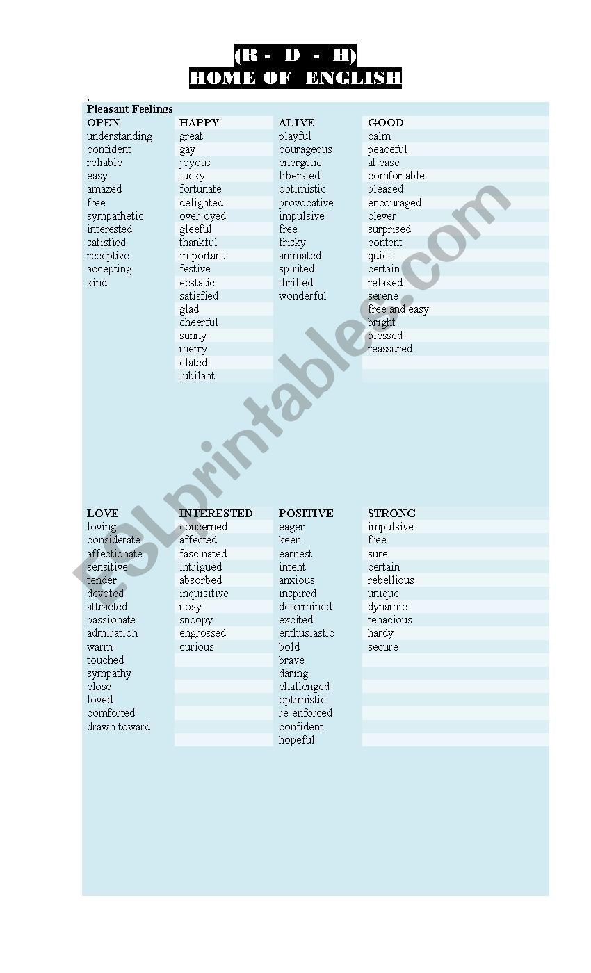 FEELINGS worksheet