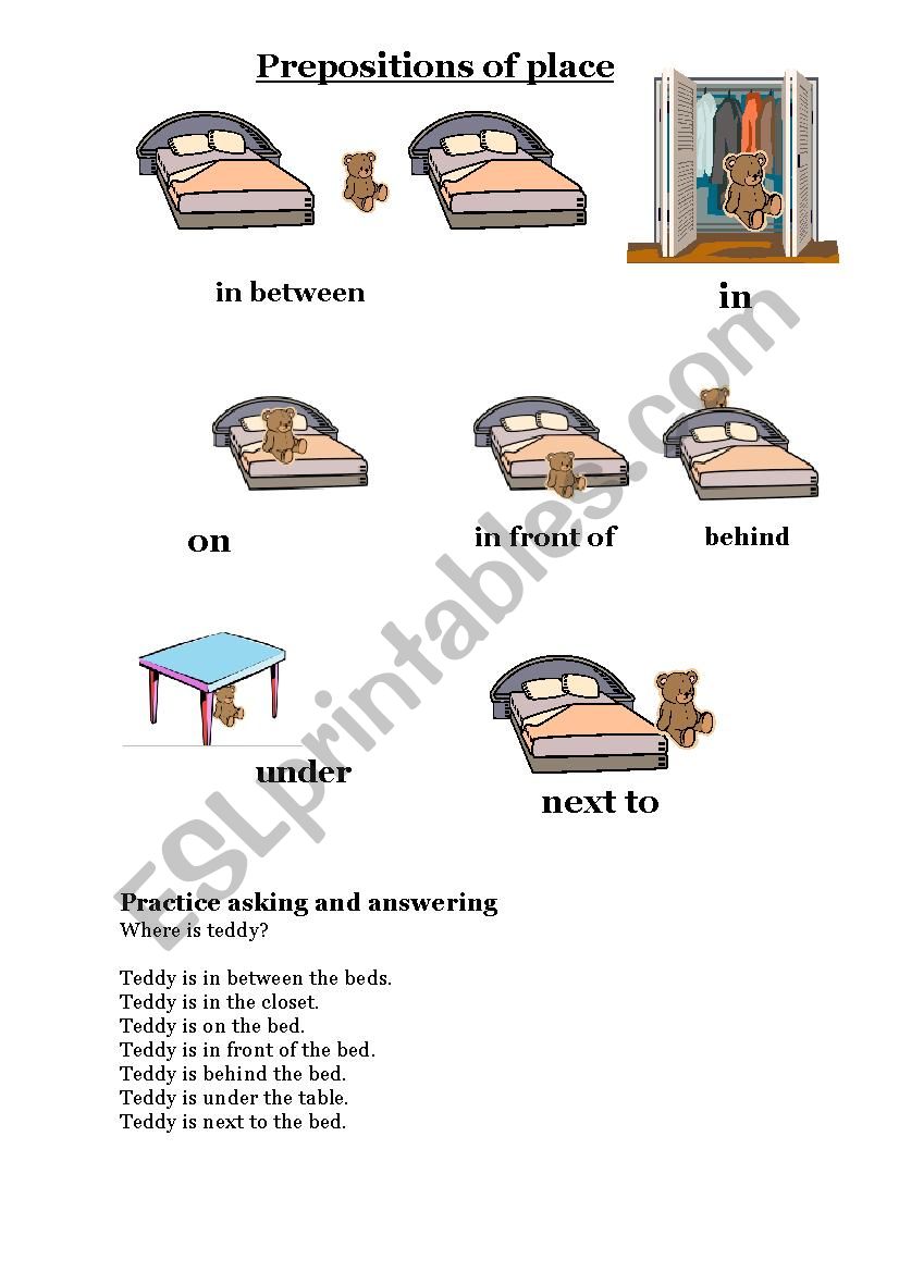 prepositions of place worksheet