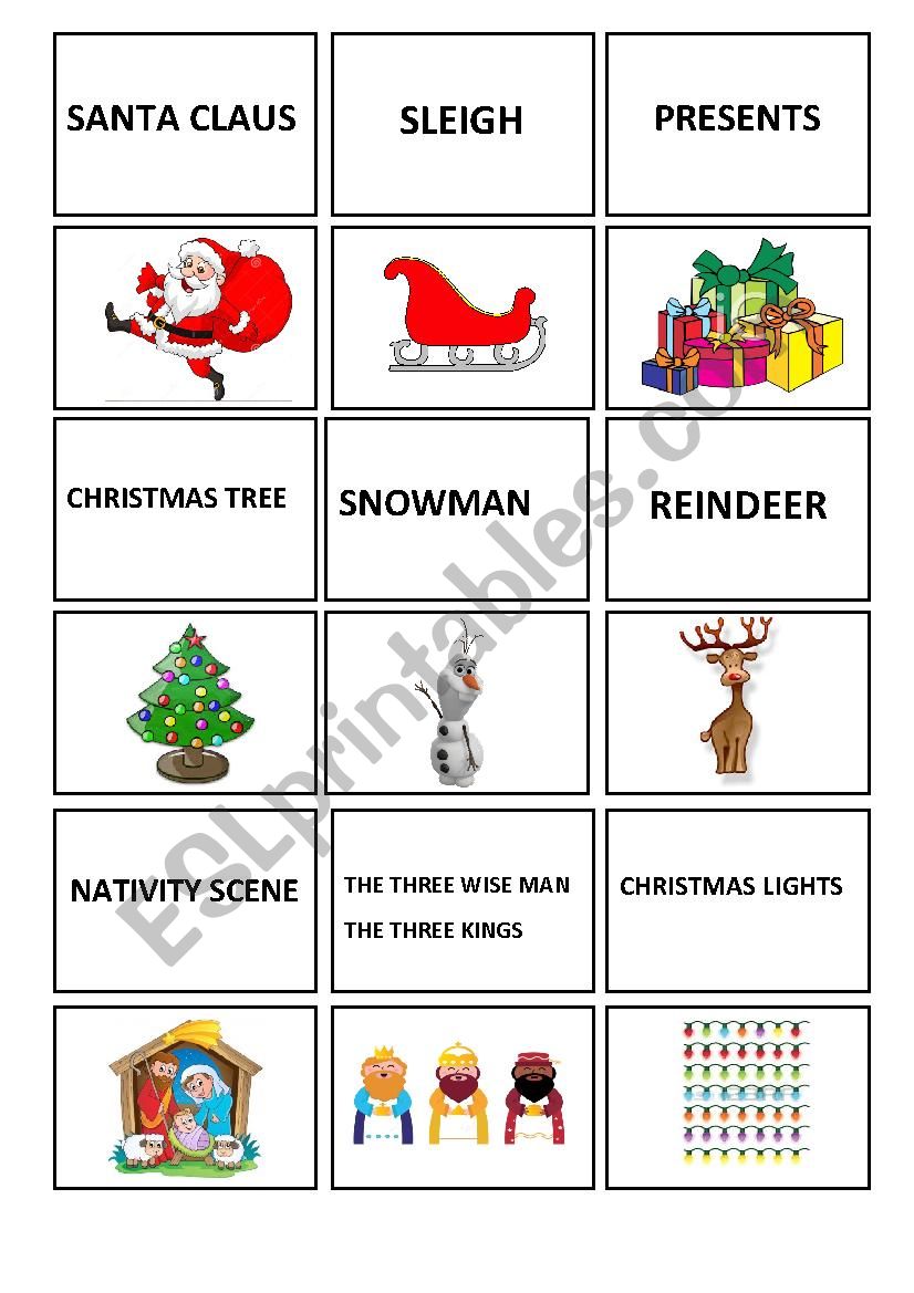 Christmas vocabulary worksheet