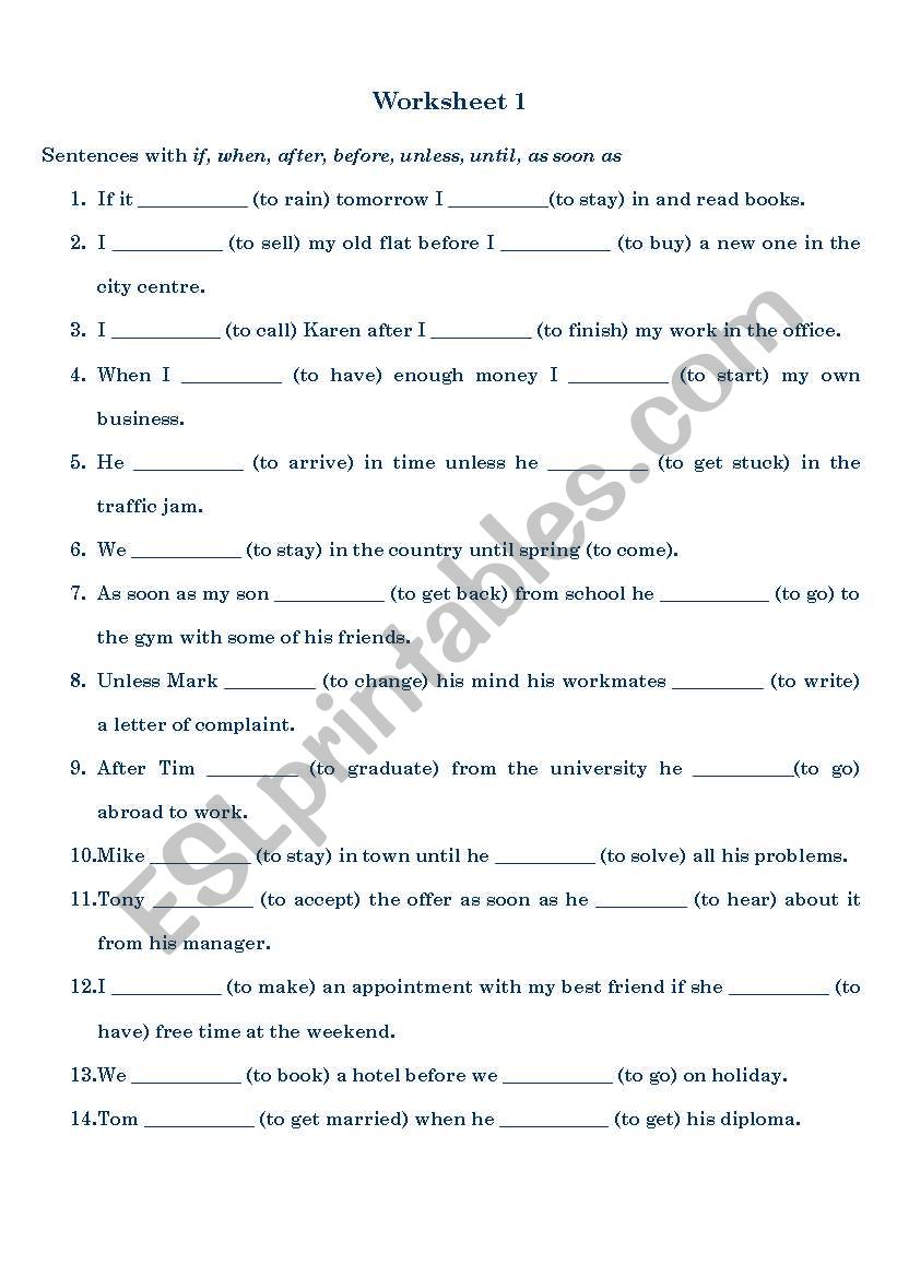 Future Clauses worksheet