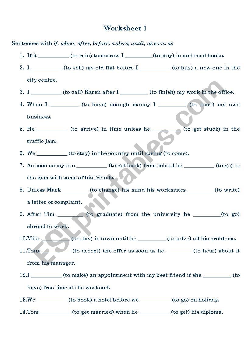 Future Clauses worksheet