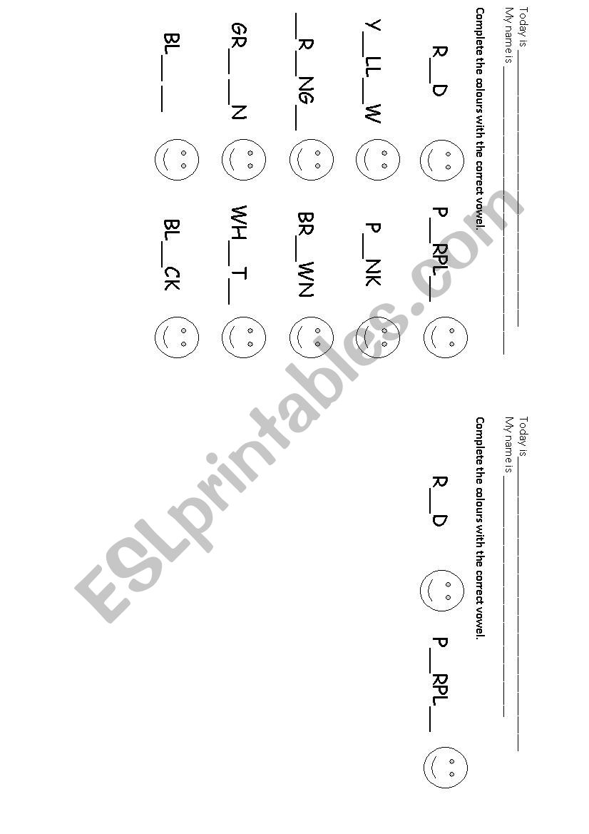 spelling colours worksheet