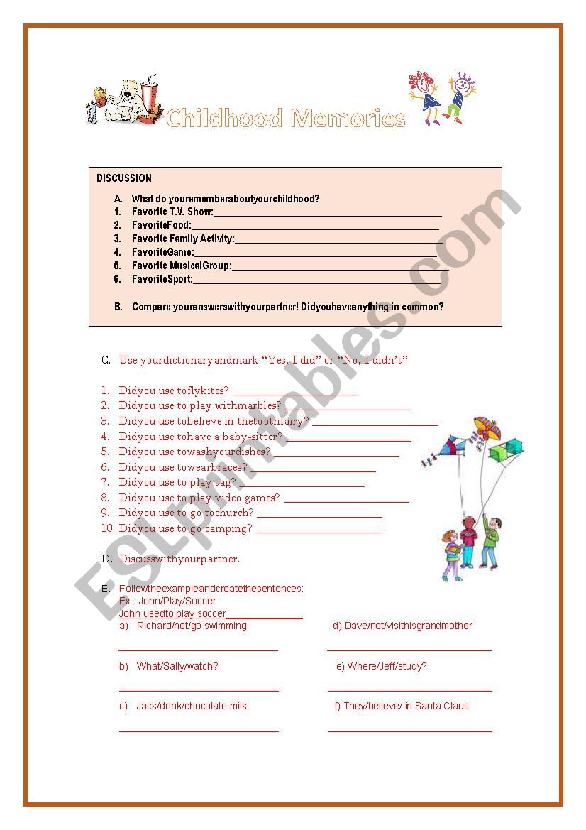 Childhood Memories worksheet