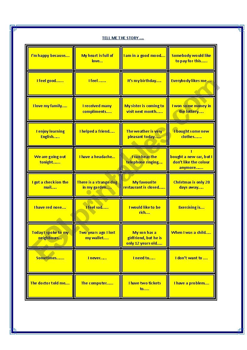 Tell me the story worksheet