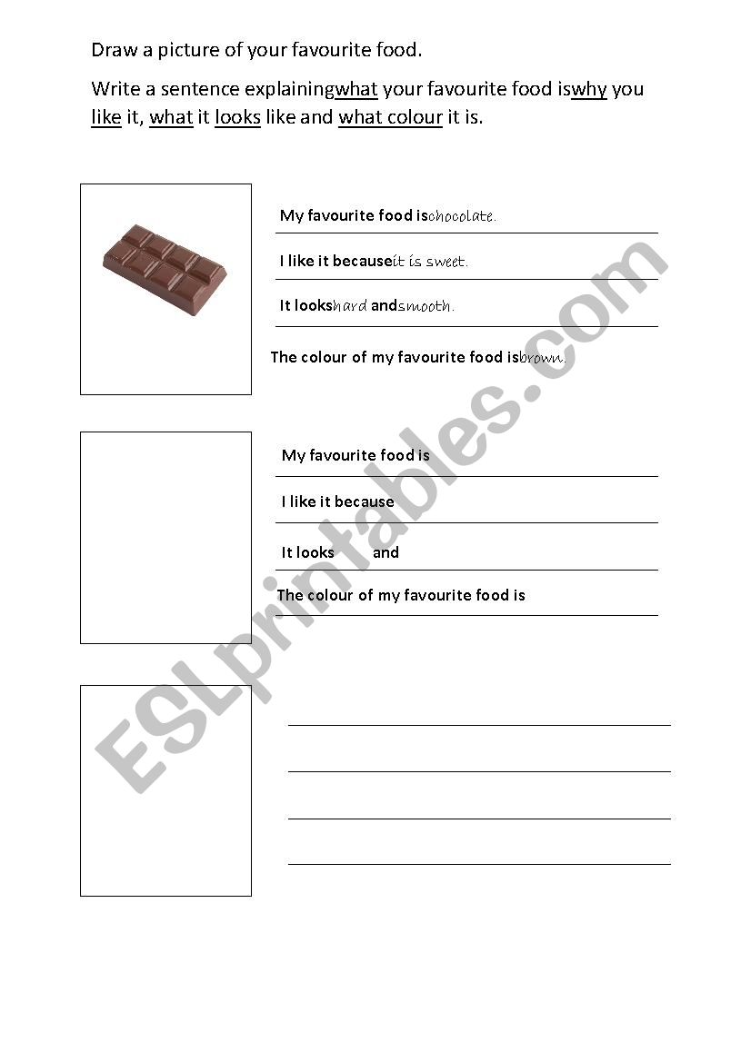 Favourite Food Writing Task worksheet