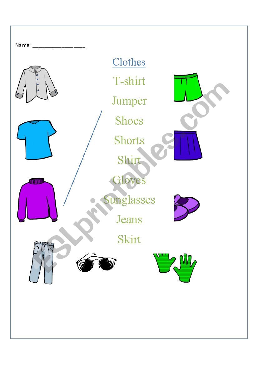 Label clothes worksheet