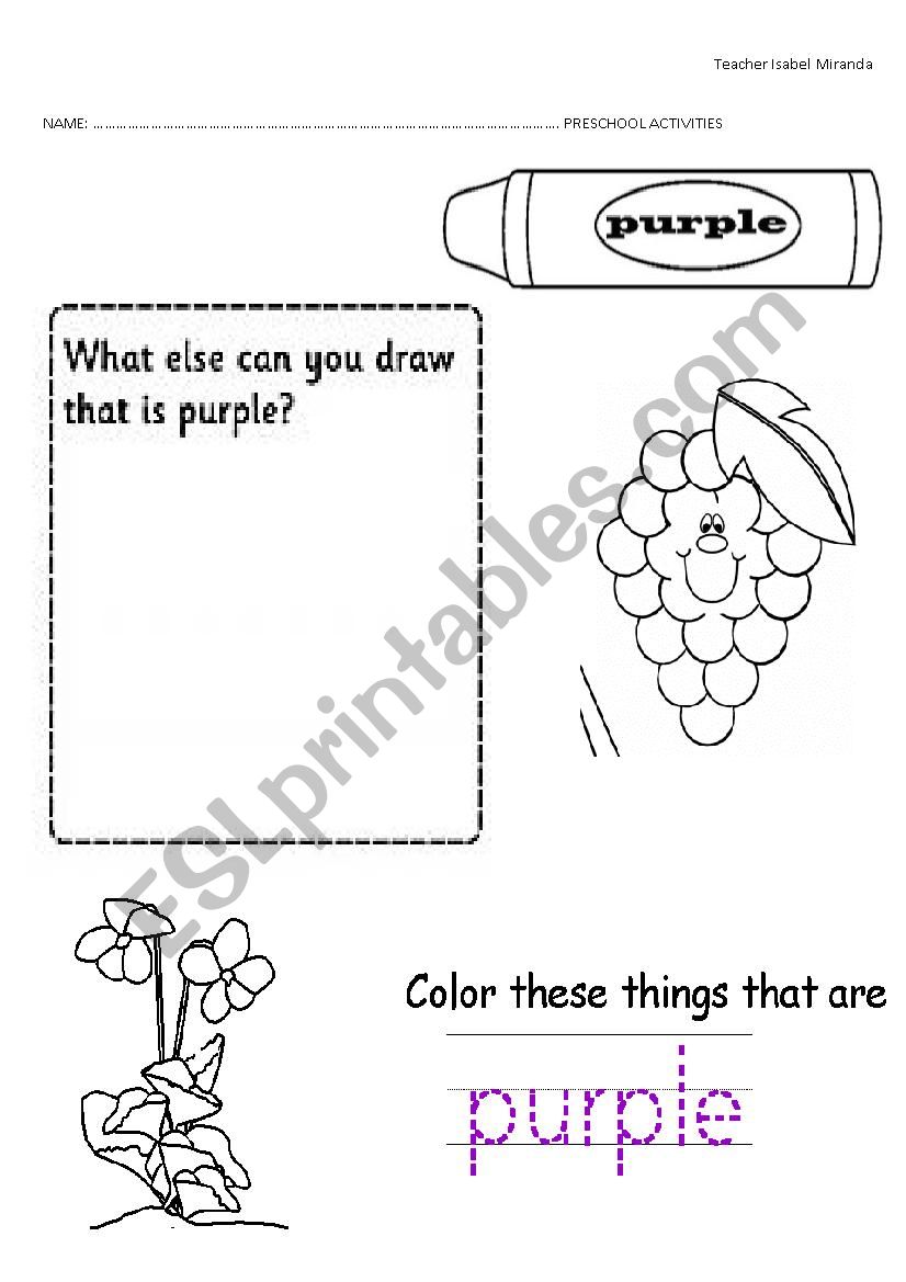 purple colour worksheet