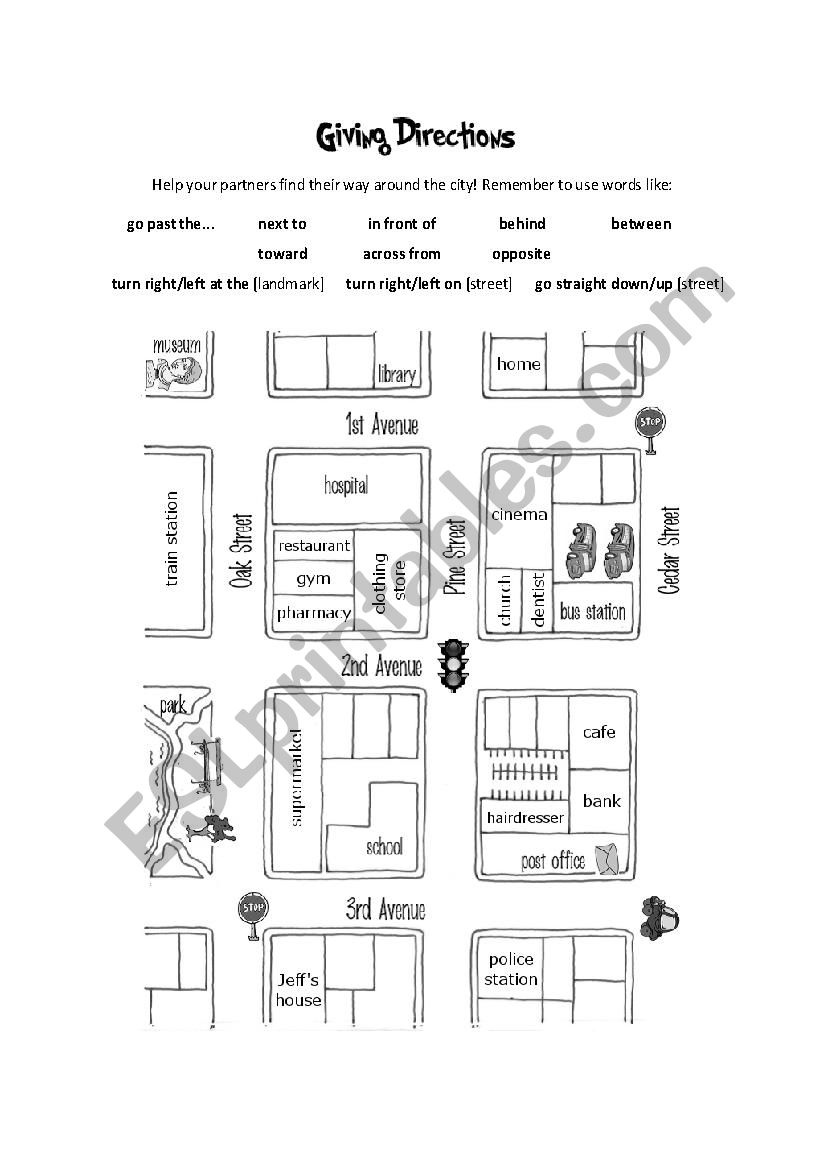 Giving Directions worksheet