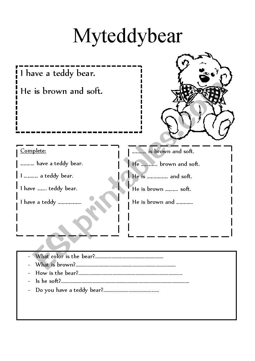 My teddy bear worksheet