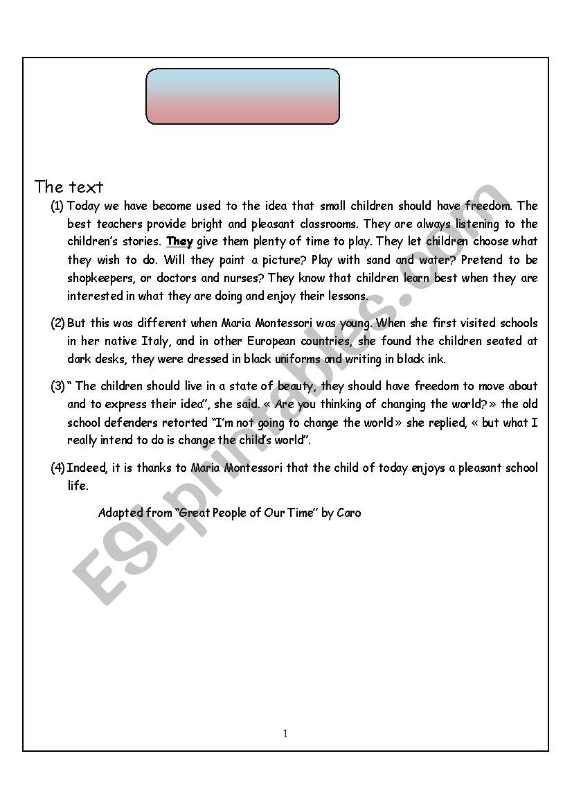 1st term test worksheet