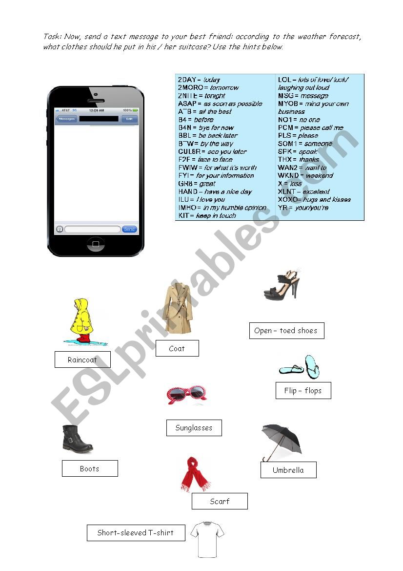 Ready to pack  worksheet